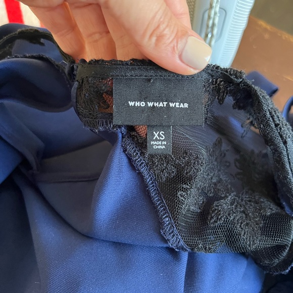 Who What Wear Navy Blue Lace Slip Dress - Picture 9 of 11